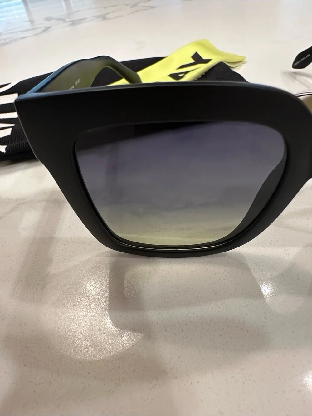 Quay Australia Matte Black Square Sunglasses with Gradient Lenses